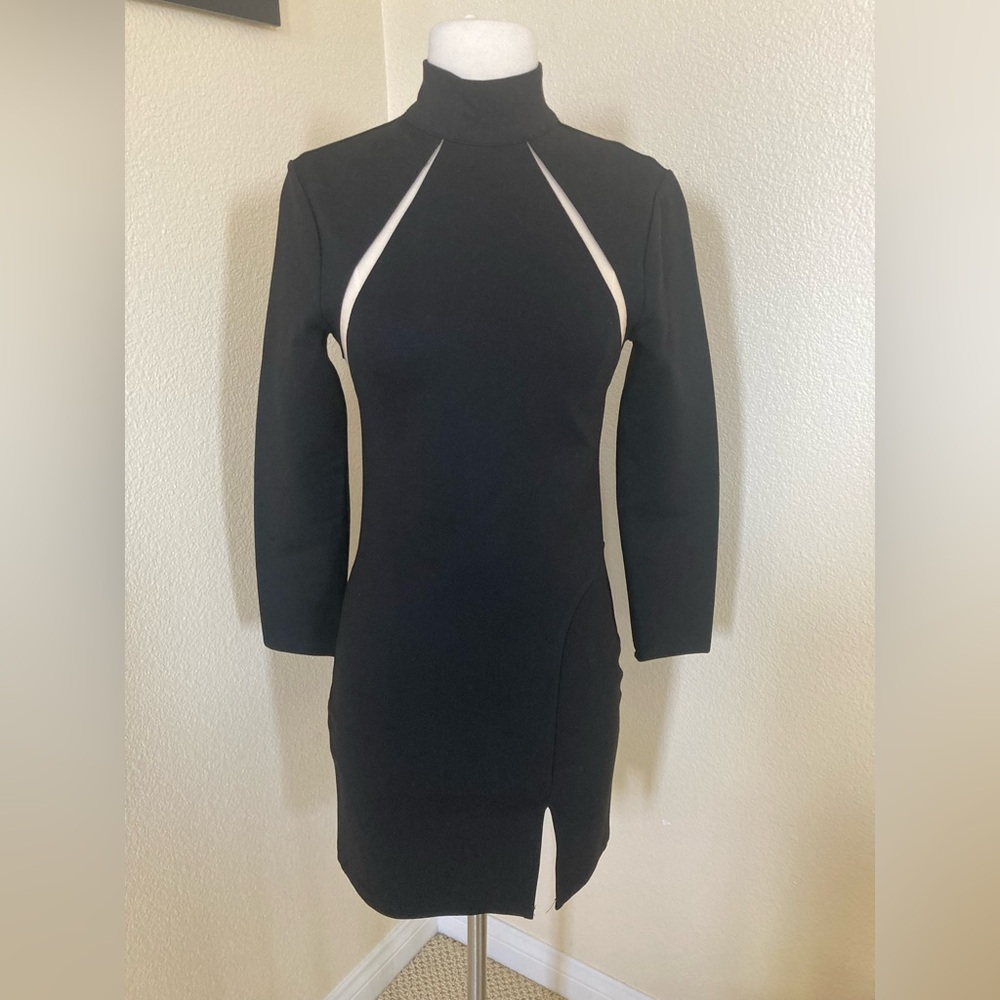 Michael Costello x revolve black dress with nude mesh cutouts. Size M. Prom